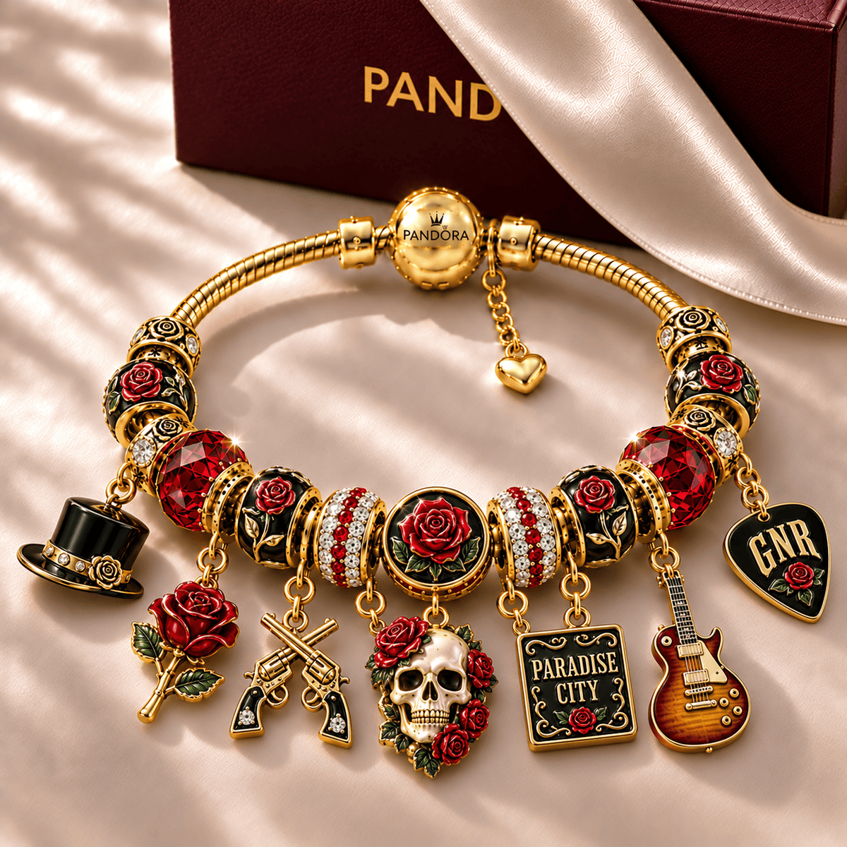 GNR Gold Charm Bracelet Set NHVH